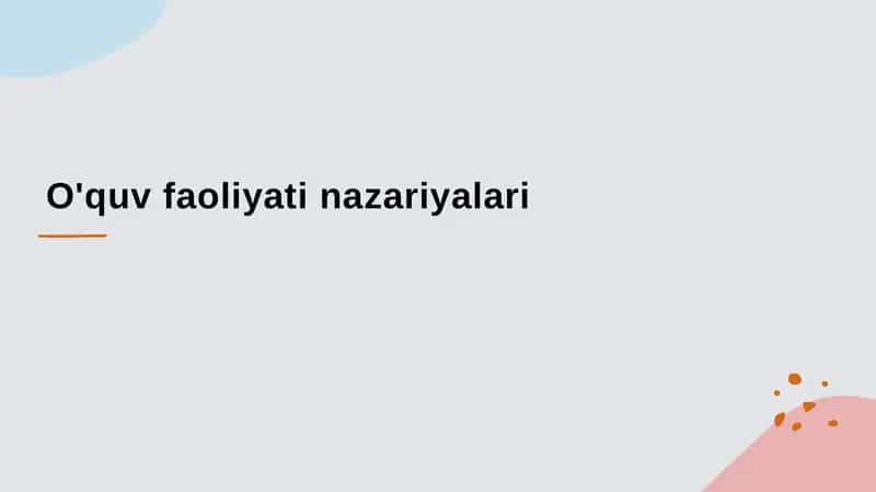 O'quvfaoliyati nazariyalari