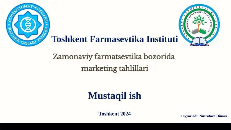 Zamonaviy farmatsevtika bozorida marketing tahlillari
