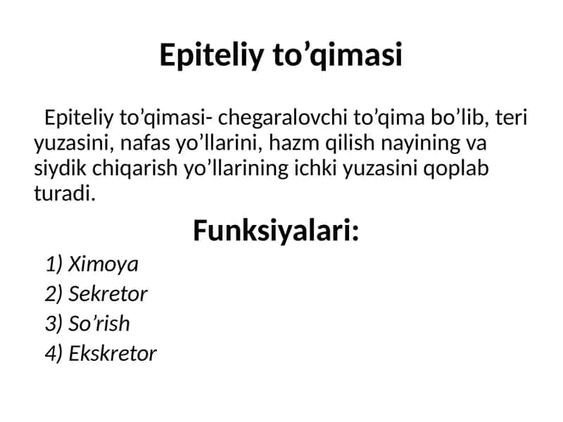 Epiteliy to’qimasi