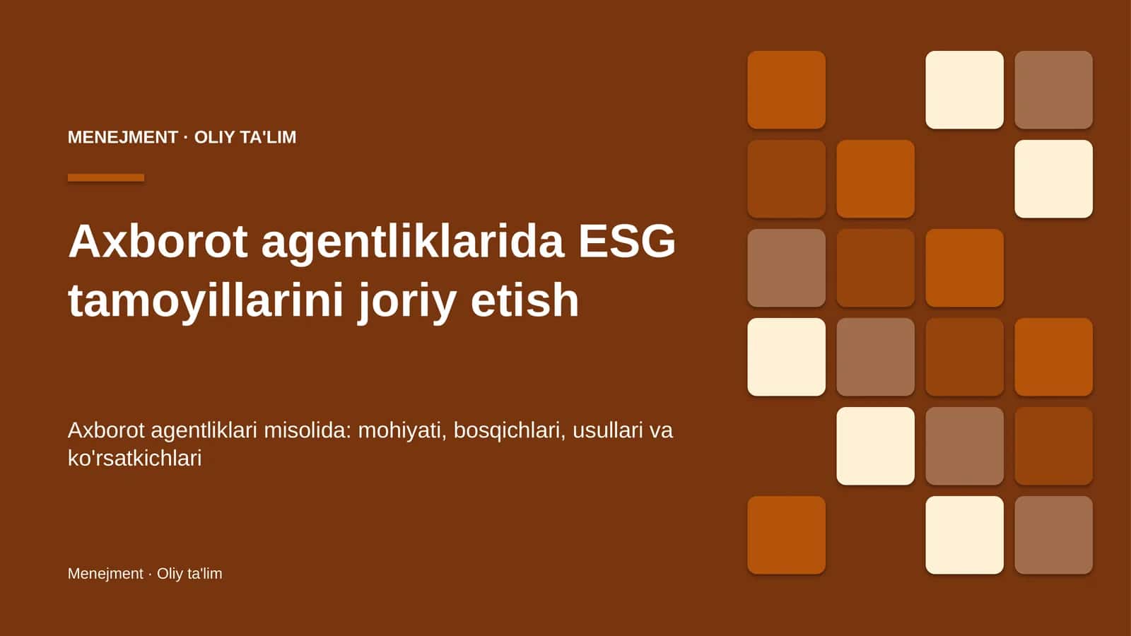 ESG tamoyillarini joriy etish