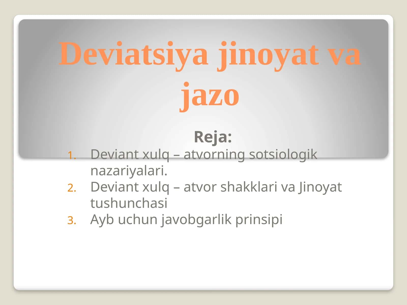 Deviatsiya jinoyat va jazo