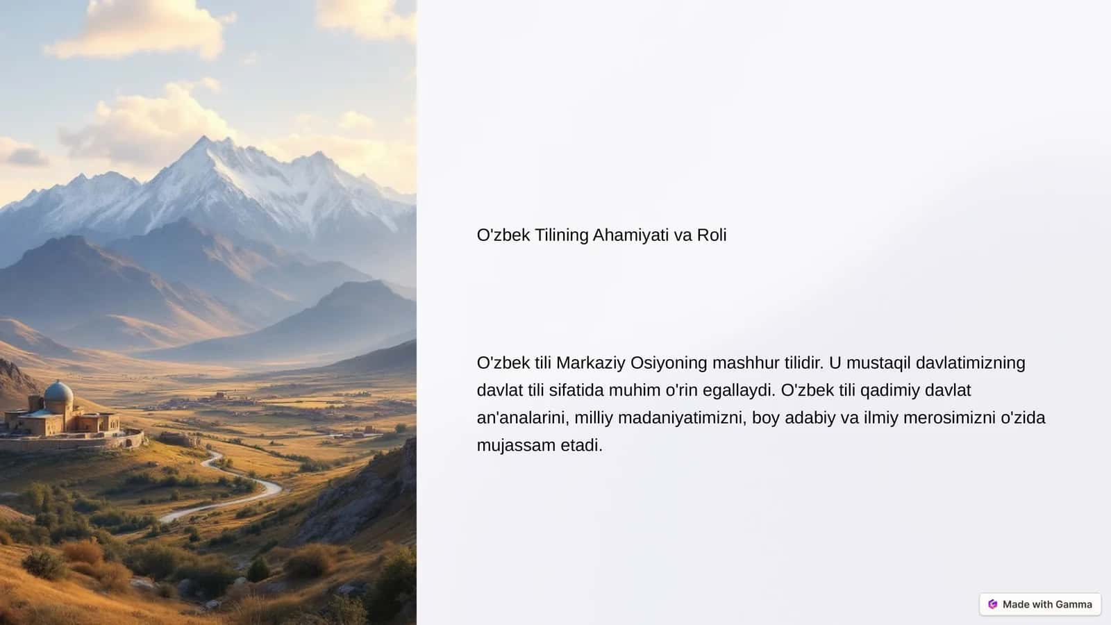 O'zbek Tilining Ahamiyati va Roli
