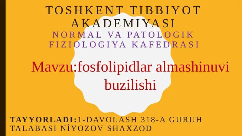 fosfolipidlar almashinuvi buzilishi