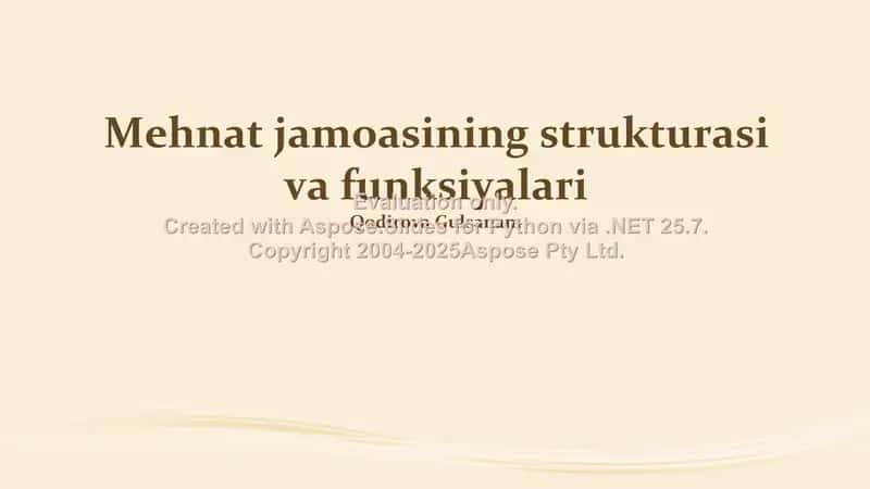 Mehnat jamoasining strukturasi va funksiyalari