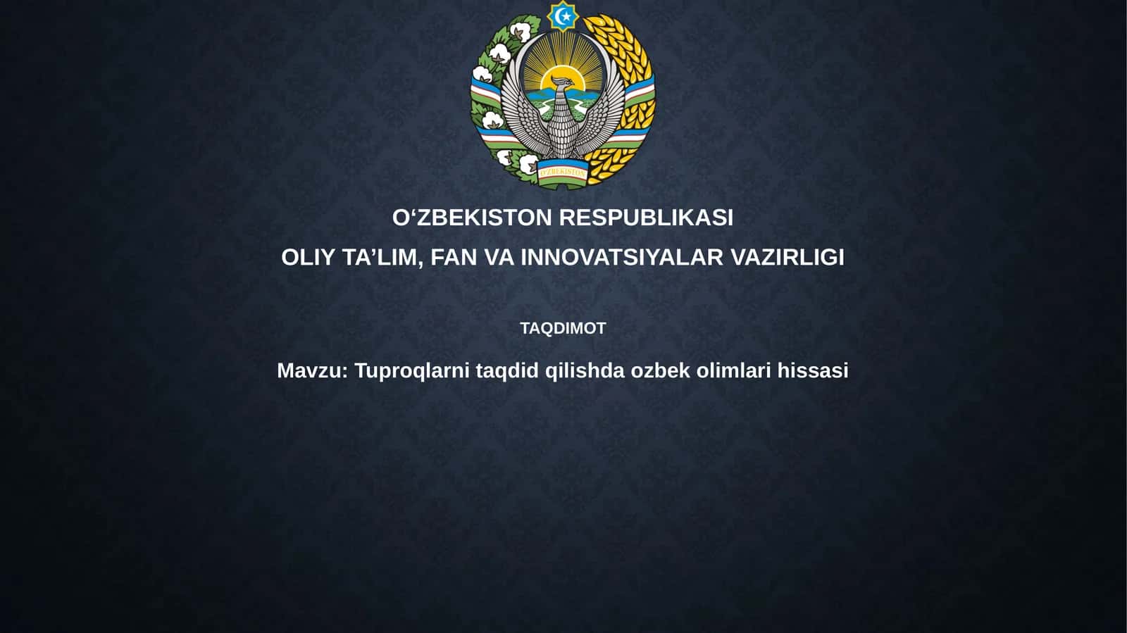 Tuproqlarni taqdim qilishda O'zbek olimlari hissasi