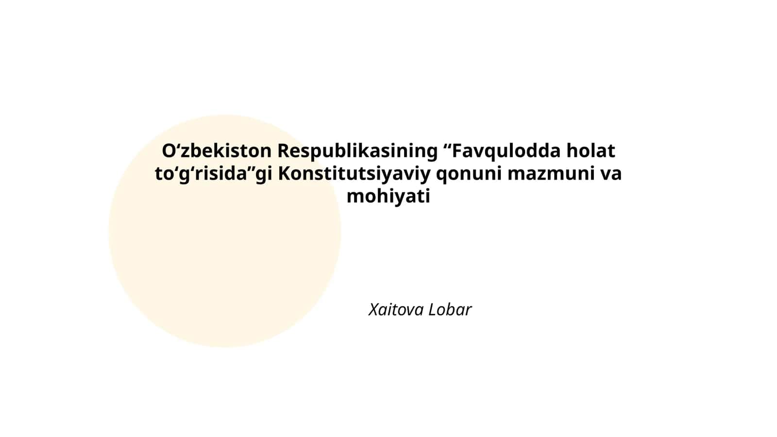 Oʻzbekiston Respublikasining “Favqulodda holat toʻgʻrisida”gi Konstitutsiyaviy qonuni mazmuni va mohiyati