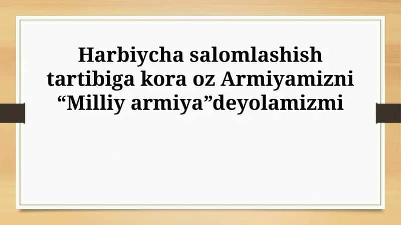 Milliy armiya ta'rifining qonuniyligi va mezonlari