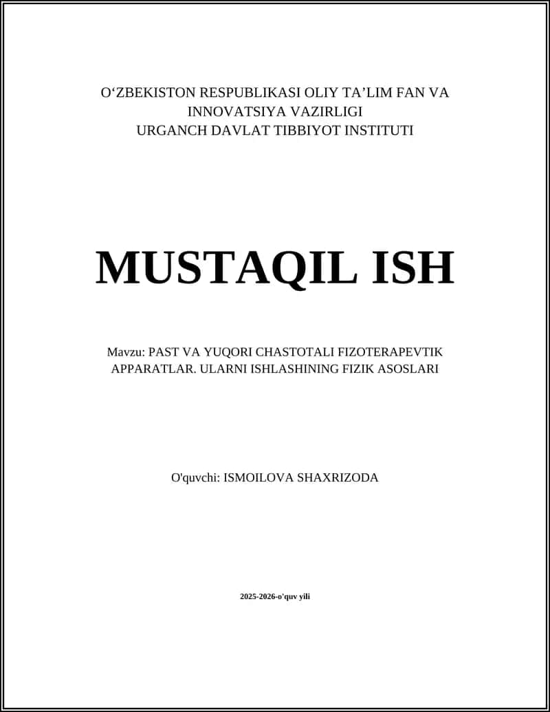 Past chastotali fizioterapevtik apparatlar