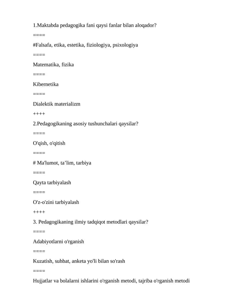 maktabgacha pedagogika testlar 78