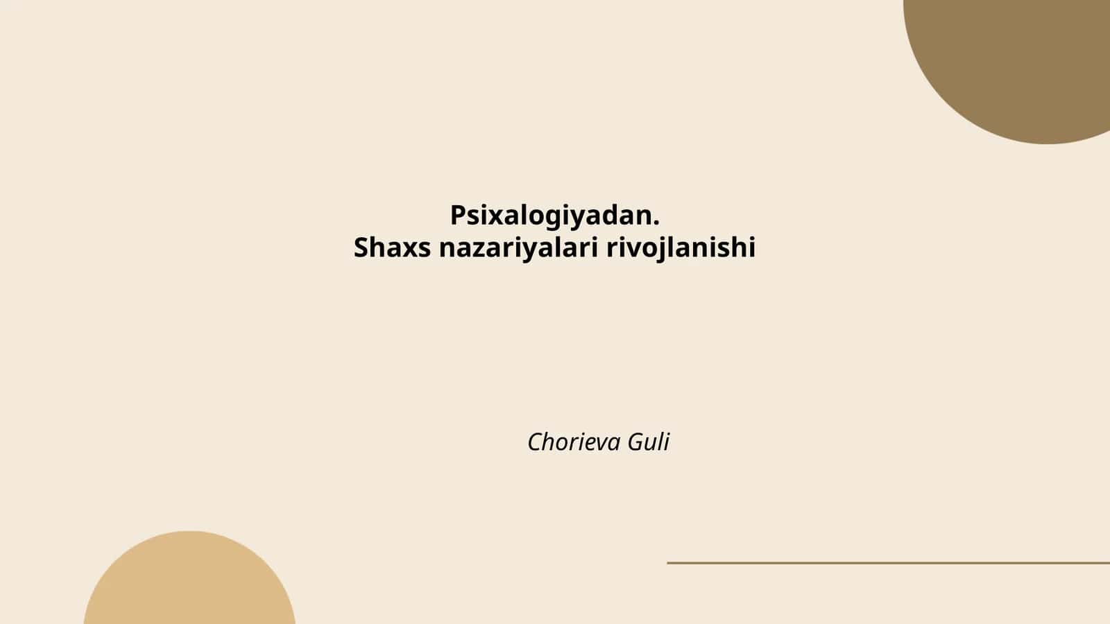 Shaxs nazariyalari rivojlanishi