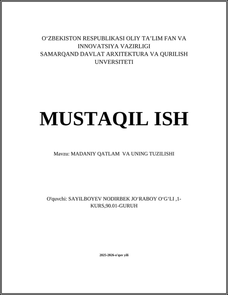 MADANIY QATLAM VA UNING TUZILISHI