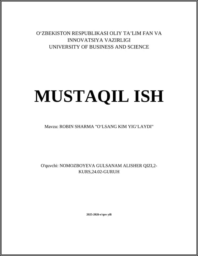 ROBIN SHARMA "OʻLSANG KIM YIGʻLAYDI"