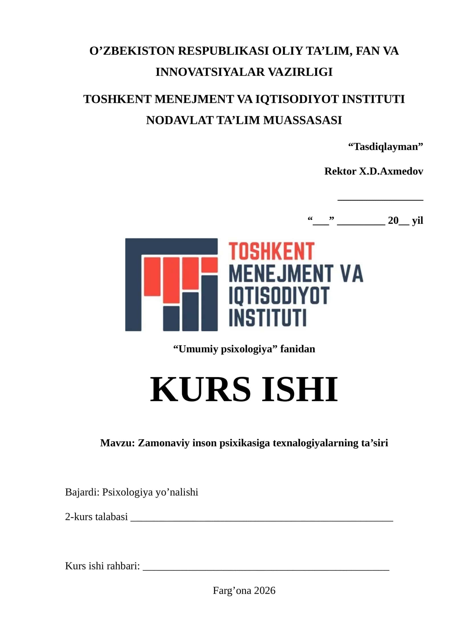Zamonaviy inson psixikasiga texnalogiyalarning ta’siri