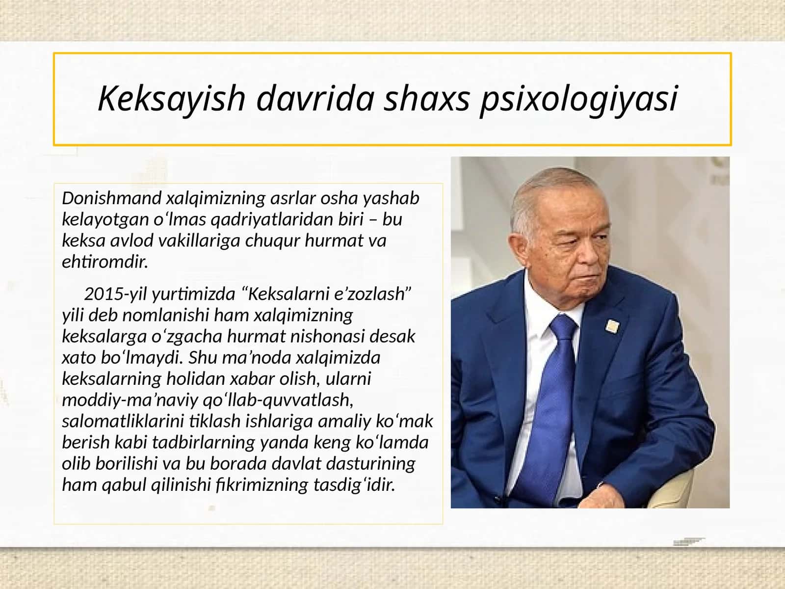 Keksayish davrida shaxs psixologiyasi