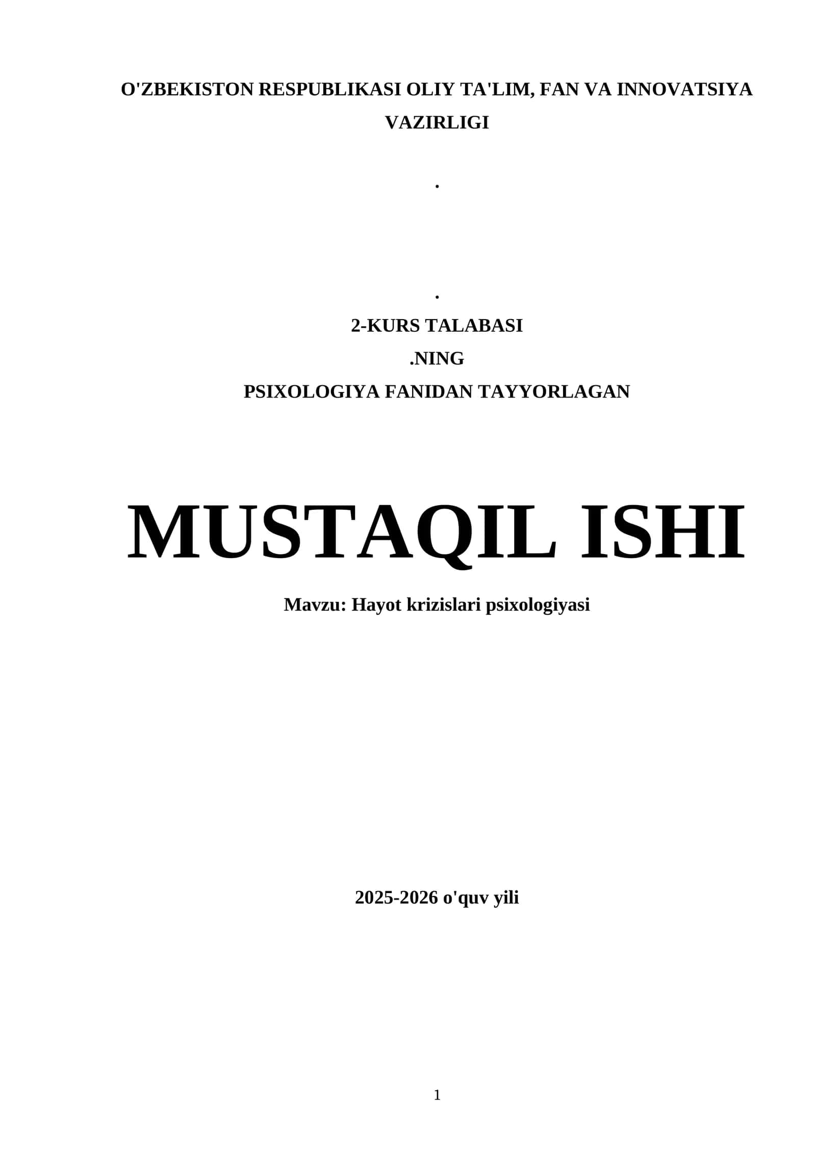 Hayot krizislari psixologiyasi