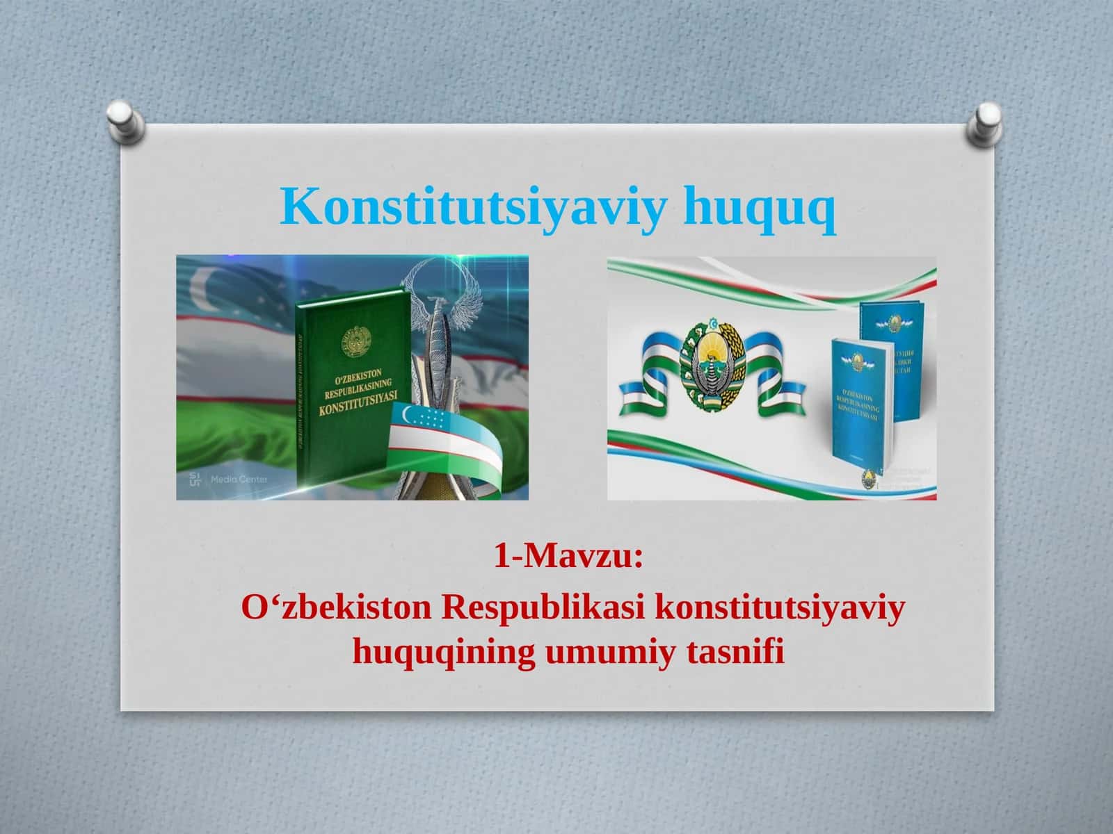 O‘zbekiston Respublikasi konstitutsiyaviy huquqining umumiy tasnifi