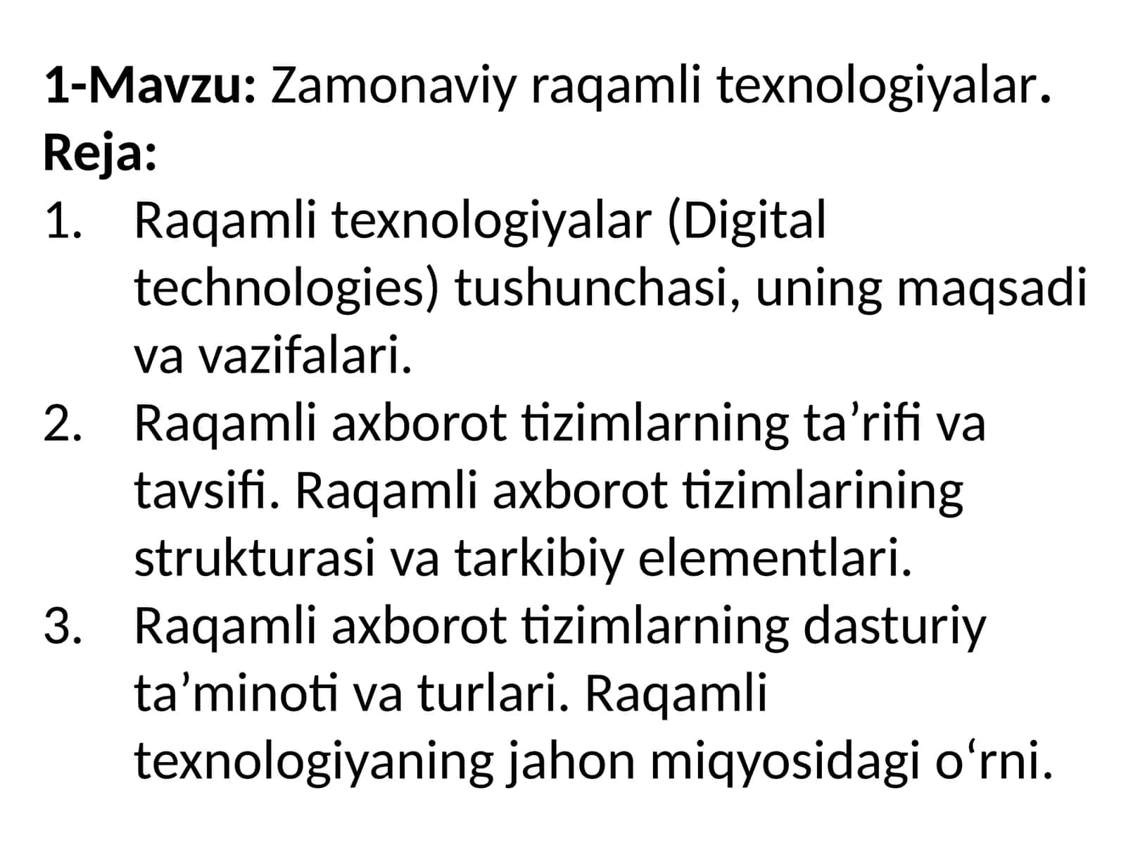 Zamonaviy raqamli texnologiyalar