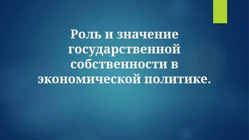 Роль и значение государственной собственности в экономической политике