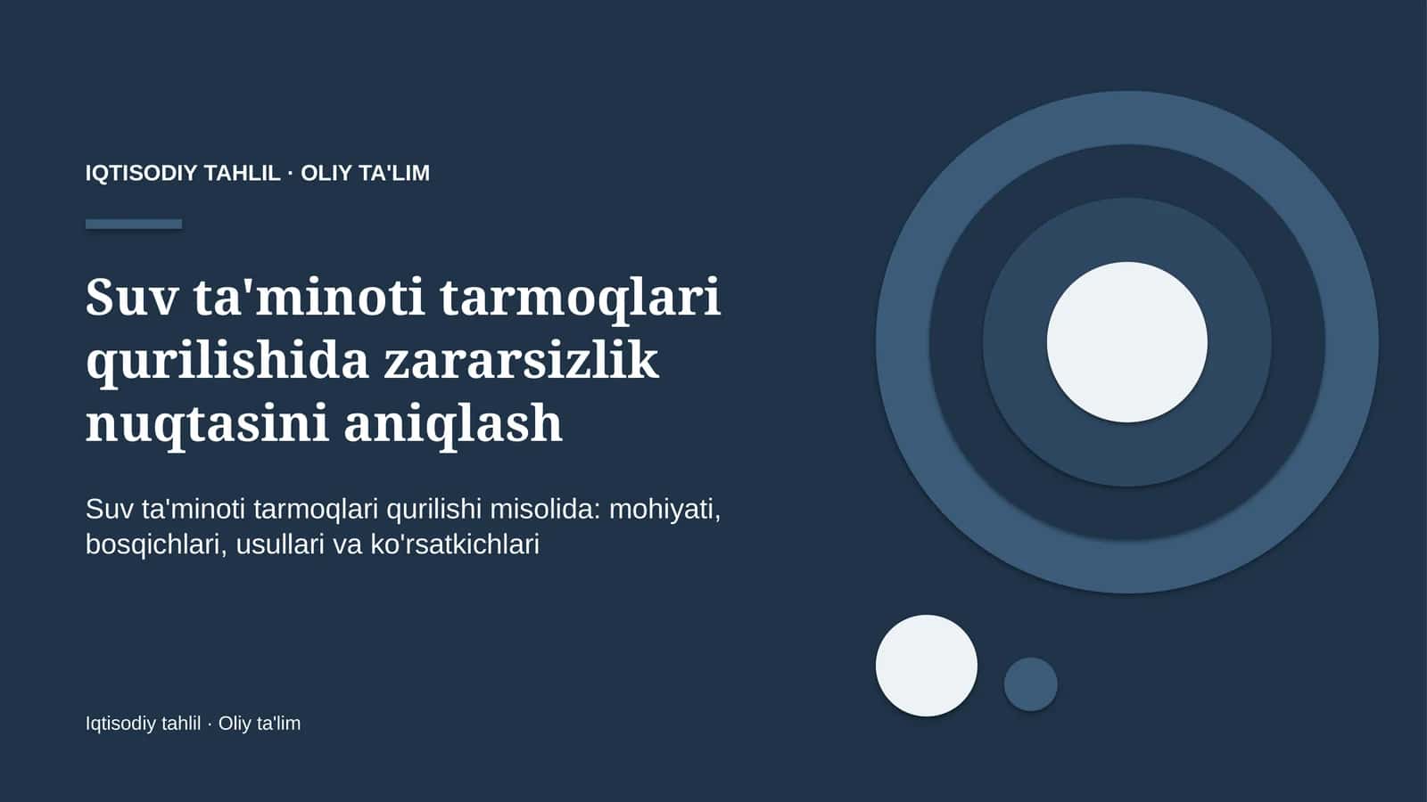 suv ta'minoti tarmoqlari qurilishida zararsizlik nuqtasini aniqlash 5010