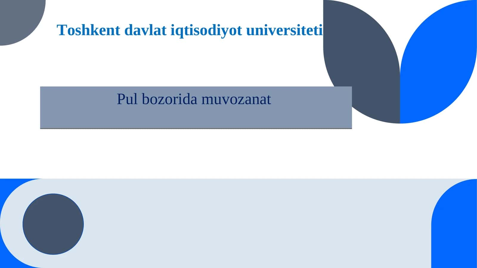 Pul bozorida muvozanat