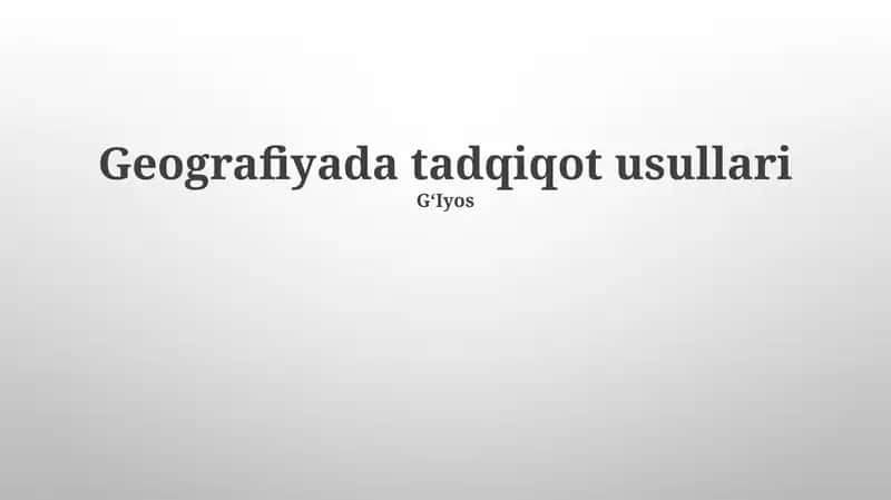 Geografiyada tadqiqot usullari