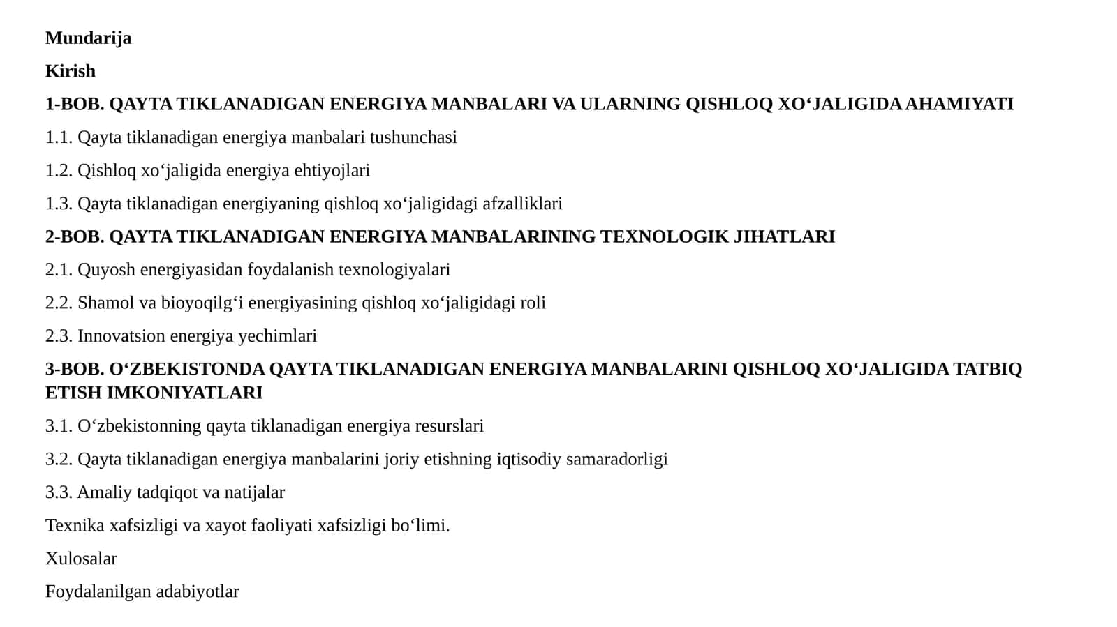 QAYTA TIKLANADIGAN ENERGIYA MANBALARI VA ULARNING QISHLOQ XO‘JALIGIDA AHAMIYATI