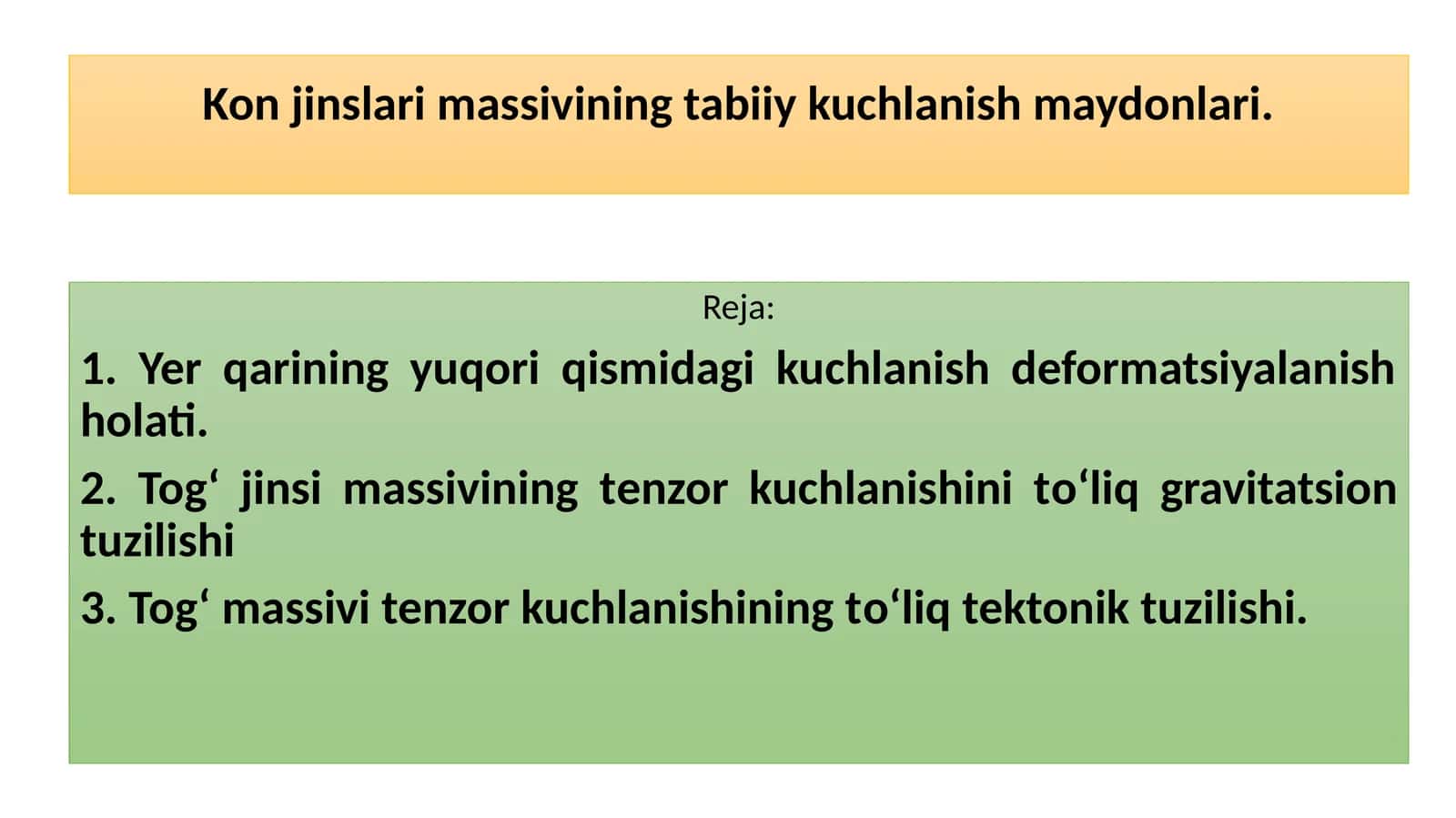 Konjinslarimassivining tabiiy kuchlanish maydonlari