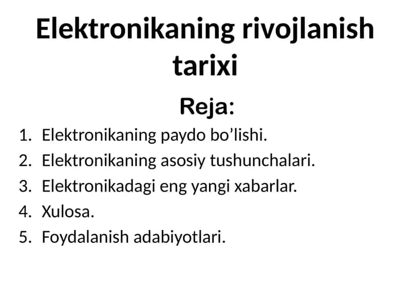 Elektronikaning rivojlanish tarixi