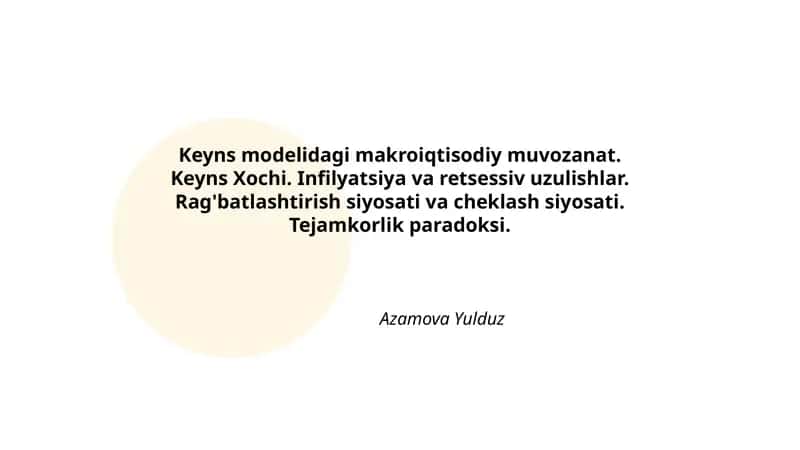 Keyns modelidagi makroiqtisodiy muvozanat