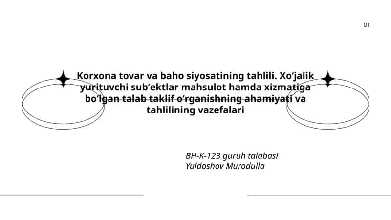 Korxona tovar va baho siyosatining tahlili