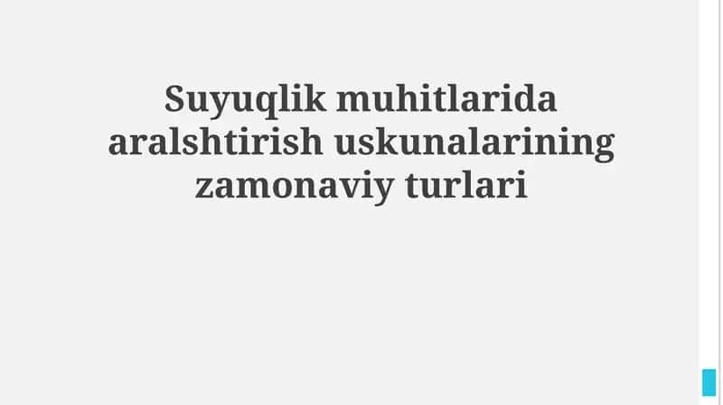 Aralashtirish uskunalarining turlari
