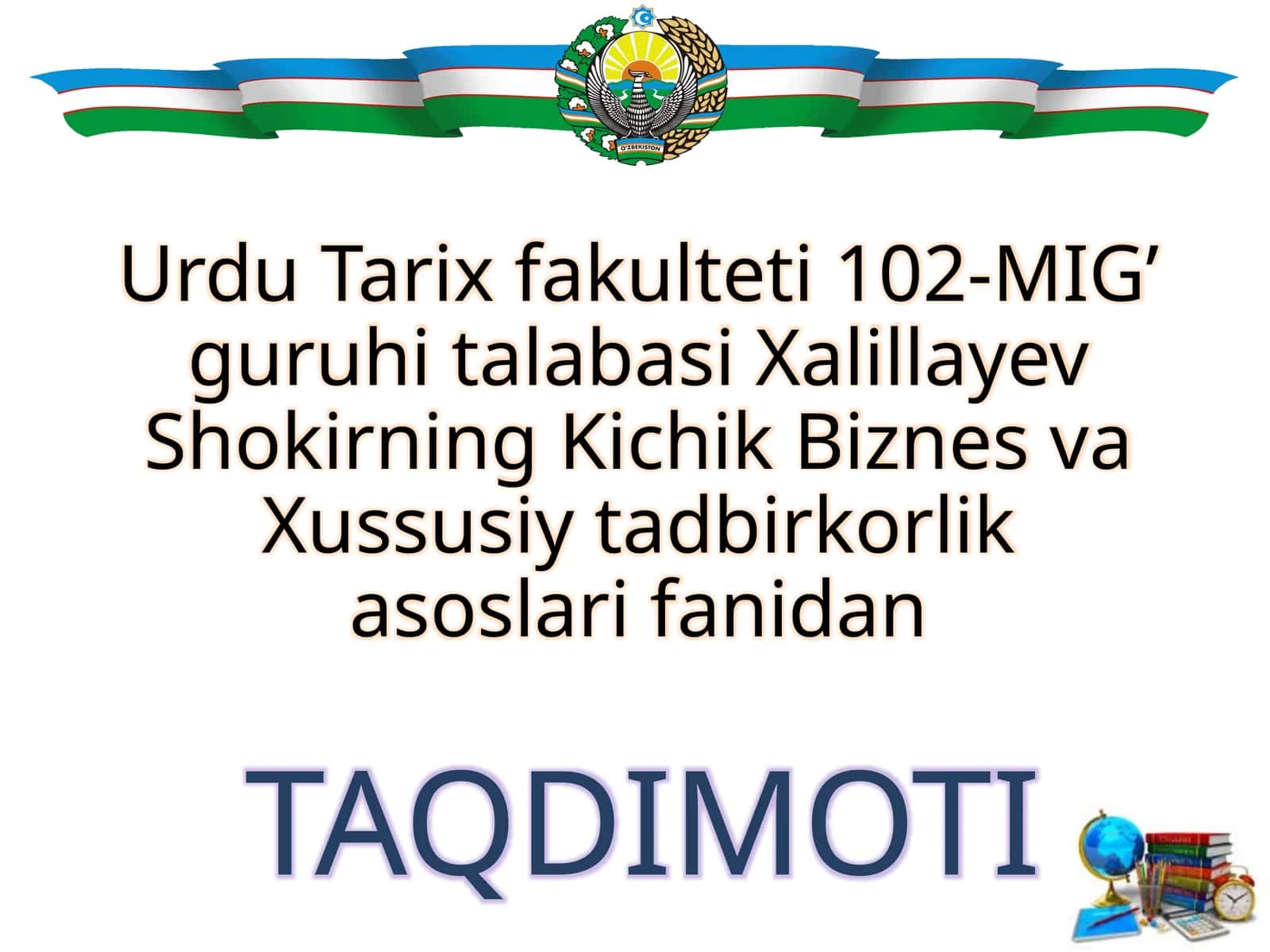 Kichik biznes va tadbirkorlik subektlariga xizmat ko'rsatuvchi bozor infrotuzilmalari