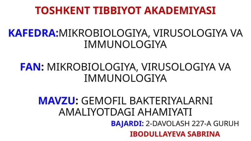 Inflyuens qo'zg'atuvchisi (Haemophilus influenzae)