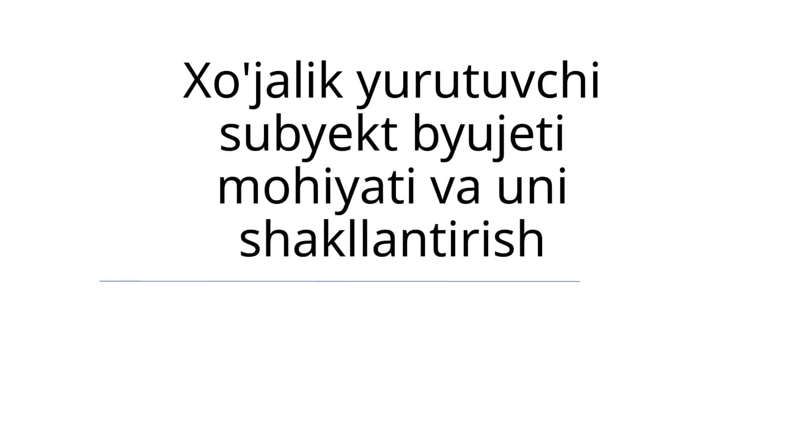 Xo'jalik yurutuvchi subyekt byujeti mohiyati va uni shakllantirish