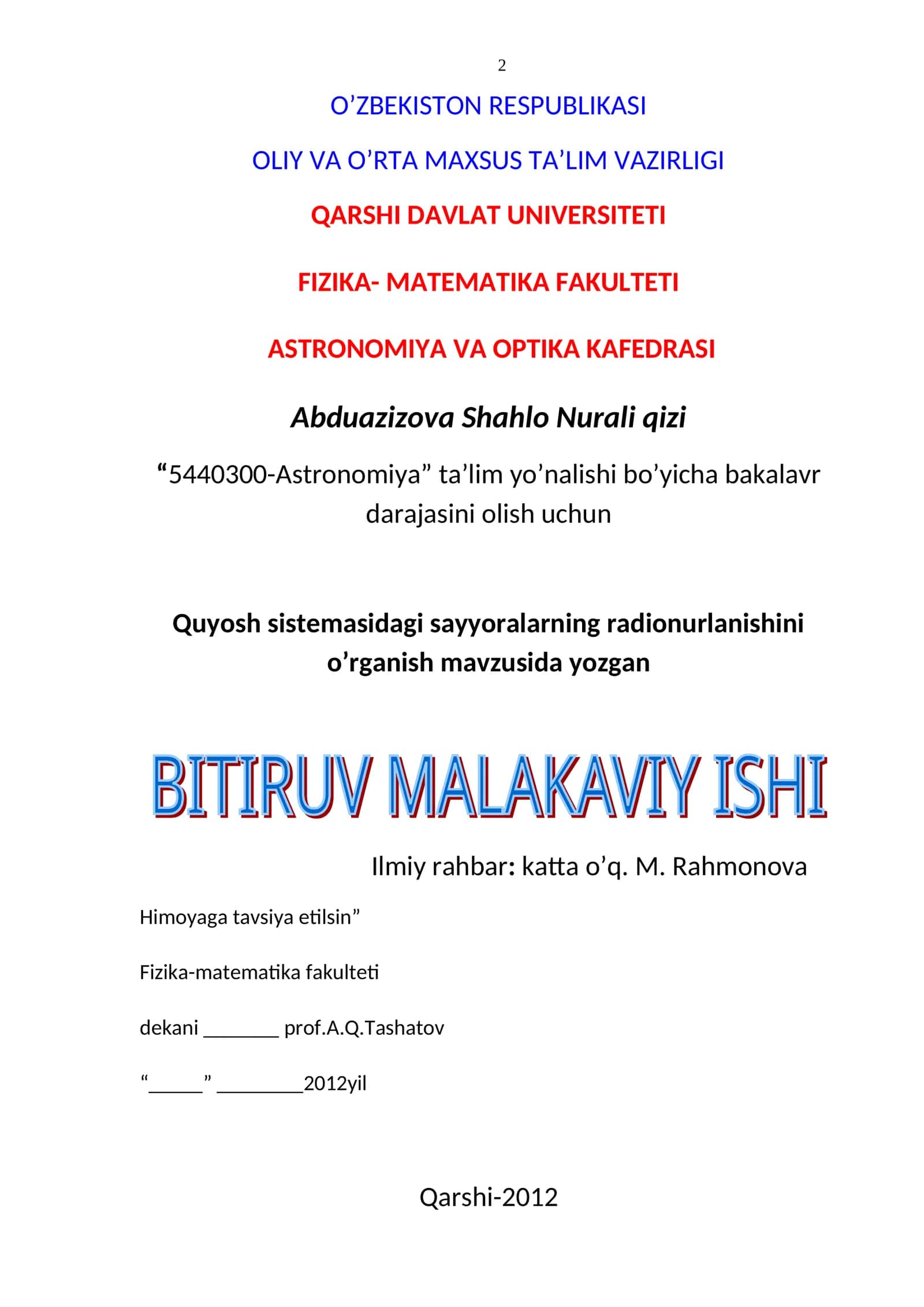 5440300-Astronomiya ta’lim yo’nalishi