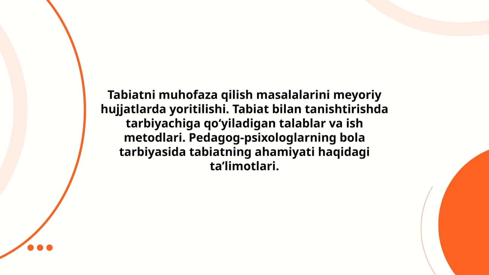 Tabiatni muhofaza qilish masalalarini meyoriy hujjatlarda yoritilishi