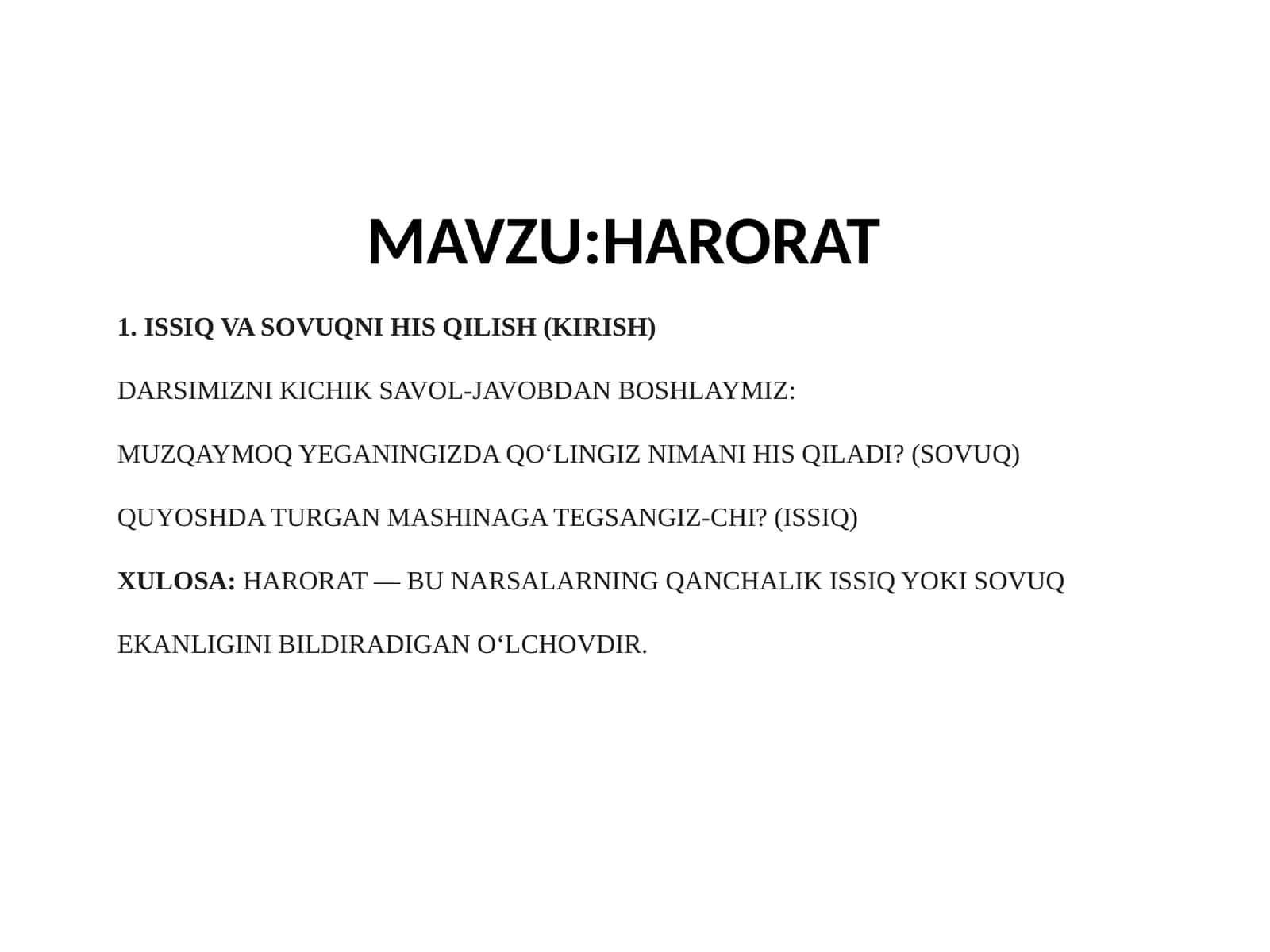 Harorat nima