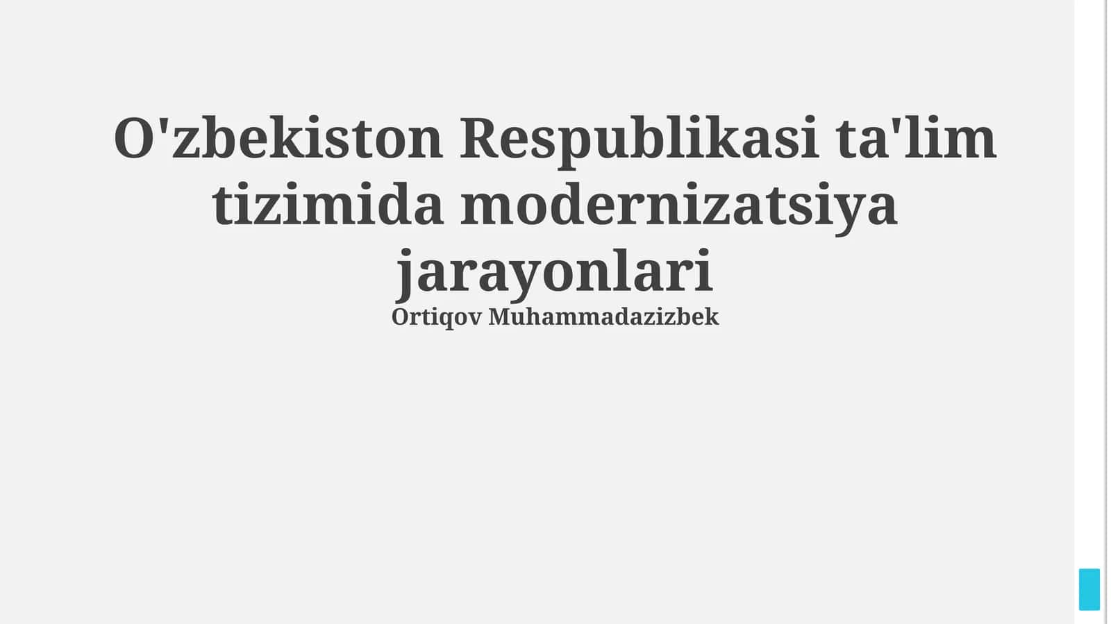 Ta'lim Tizimida Modernizatsiya Jarayonlari