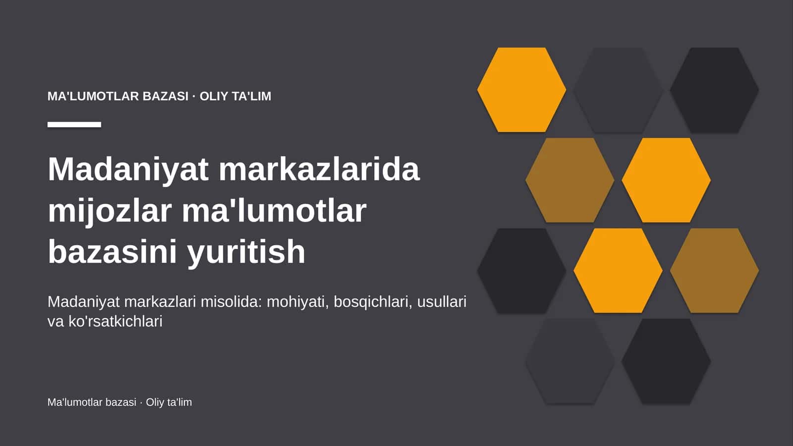 Madaniyat markazlarida mijozlar ma'lumotlar bazasini yuritish