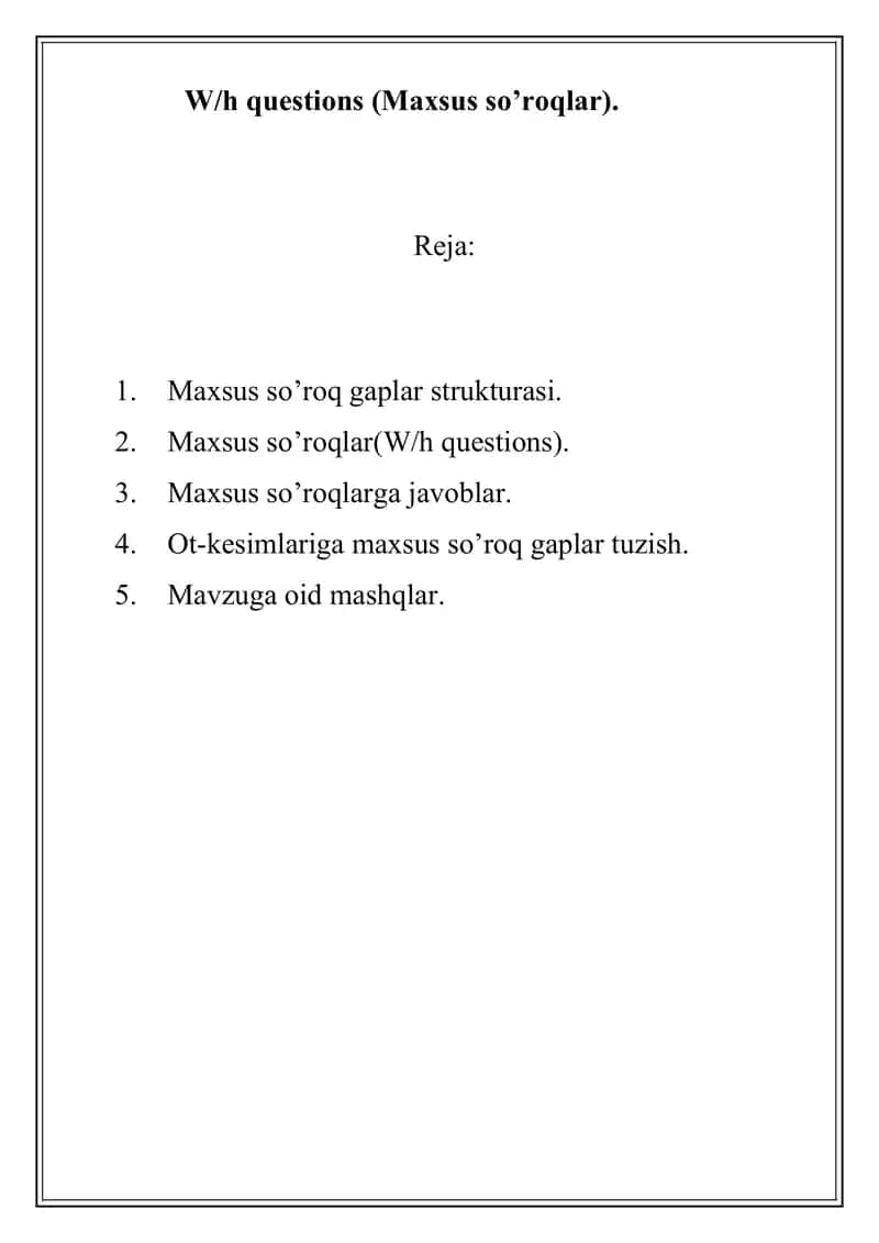 Maxsus so’roqlar