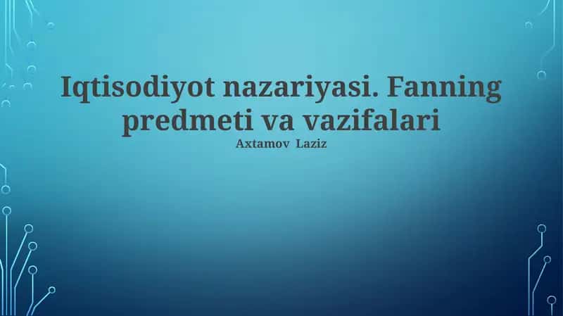 Iqtisodiyot nazariyasi