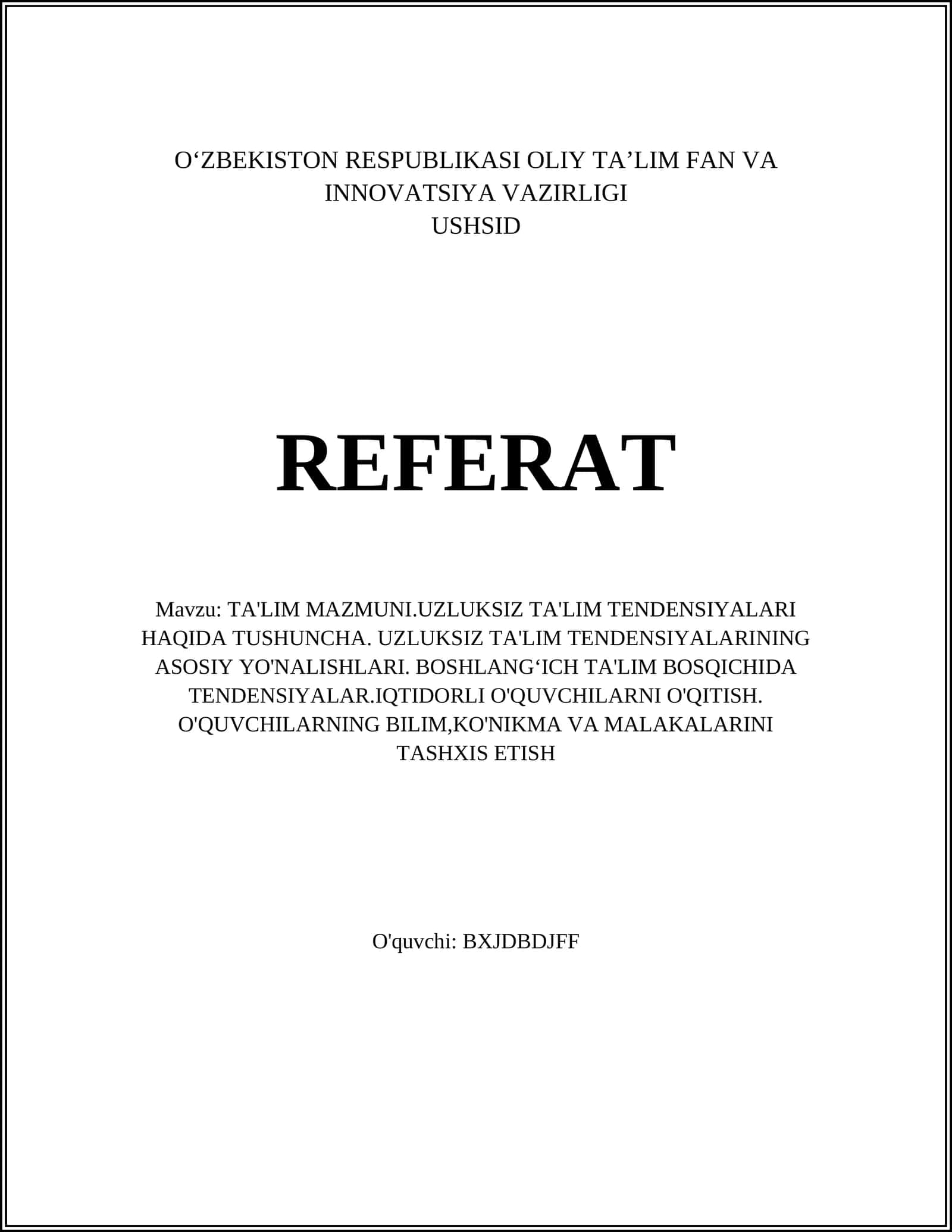 Uzluksiz Ta'lim Tendensiyalari