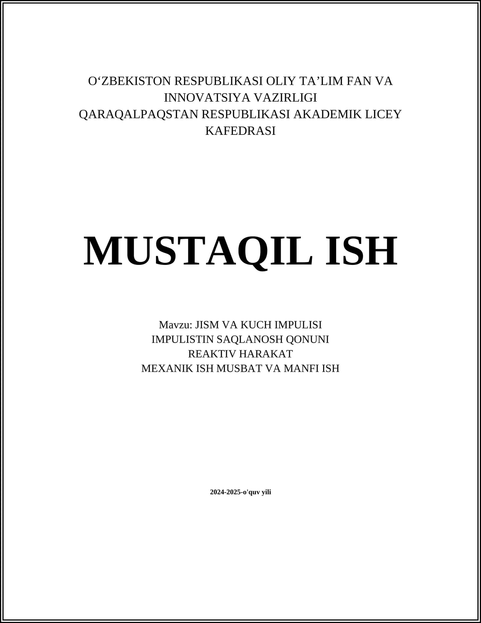 IMPULISTIN SAQLANOSH QONUNI