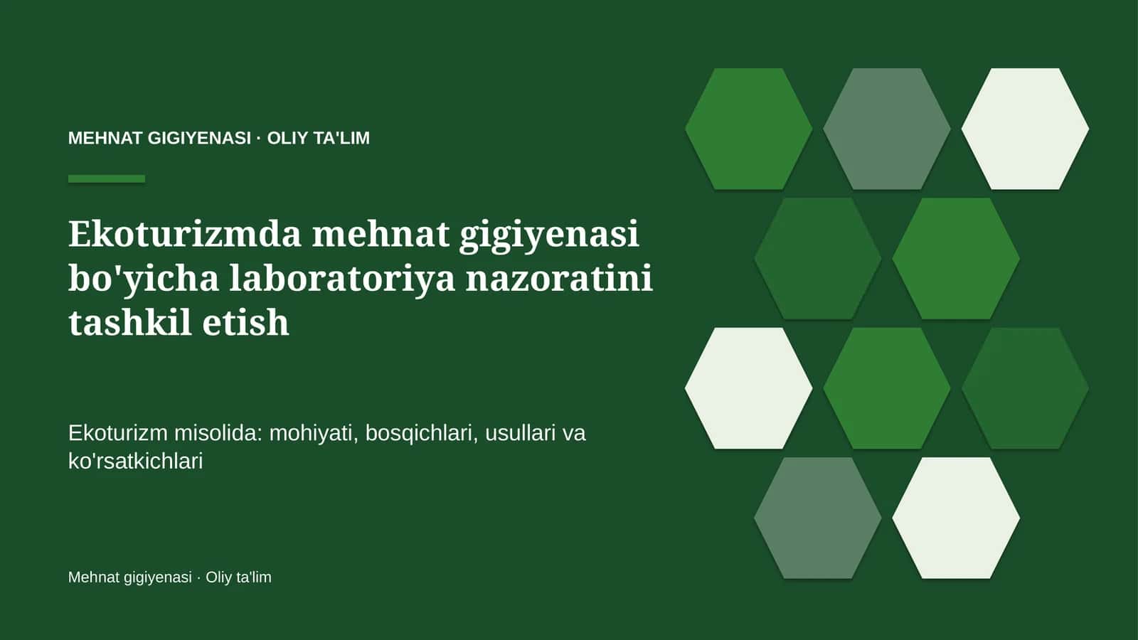 ekoturizmda mehnat gigiyenasi bo'yicha laboratoriya nazoratini tashkil etish 8517