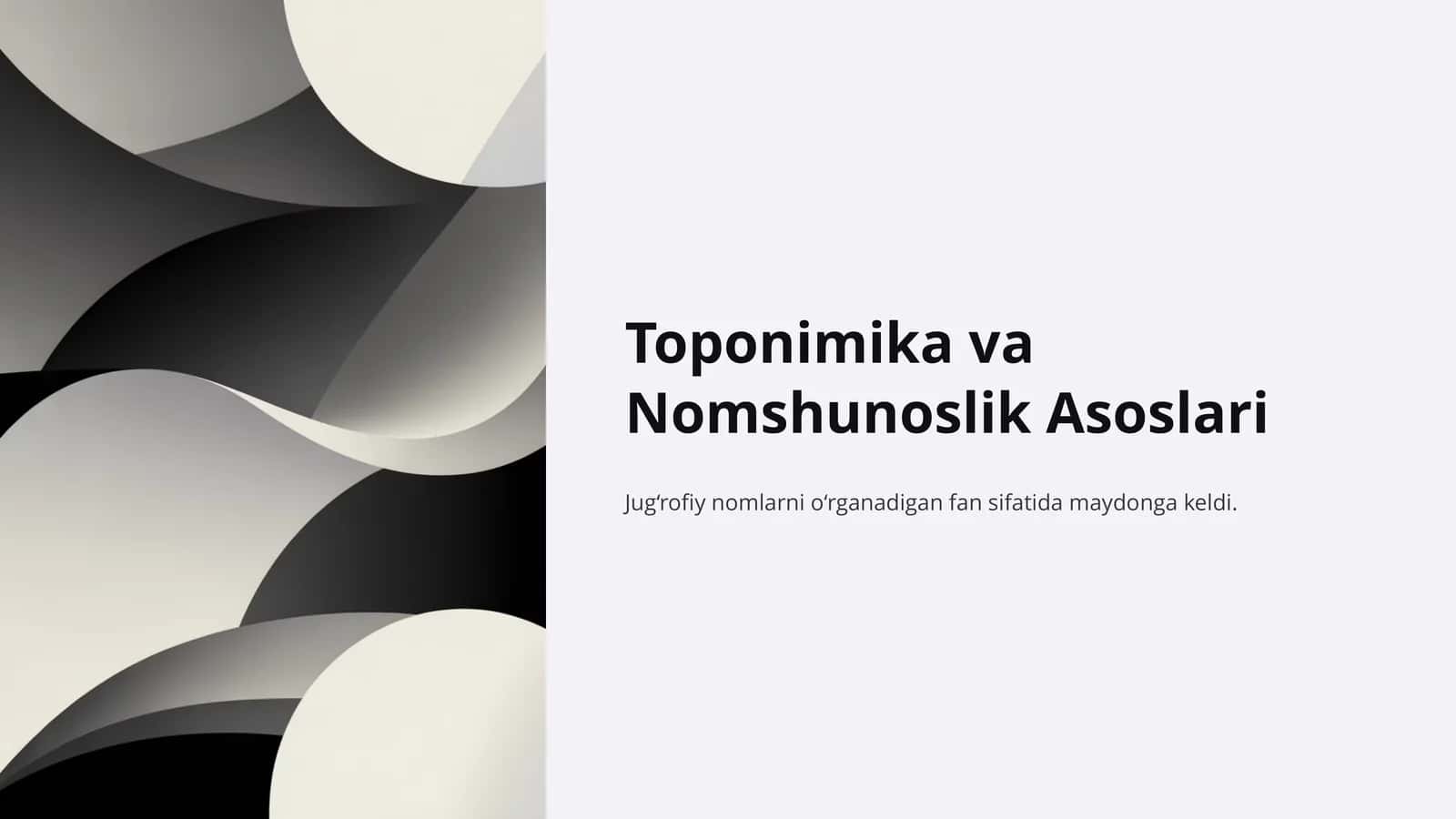 Toponimika va Nomshunoslik Asoslari
