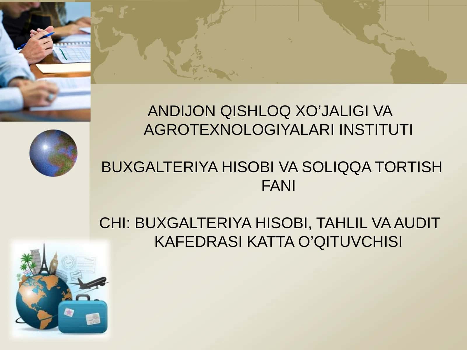 BUXGALTERIYA HISOBI VA SOLIQQA TORTISH FANI