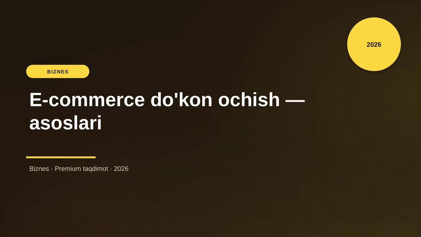 E-commerce do'kon ochish — asoslari