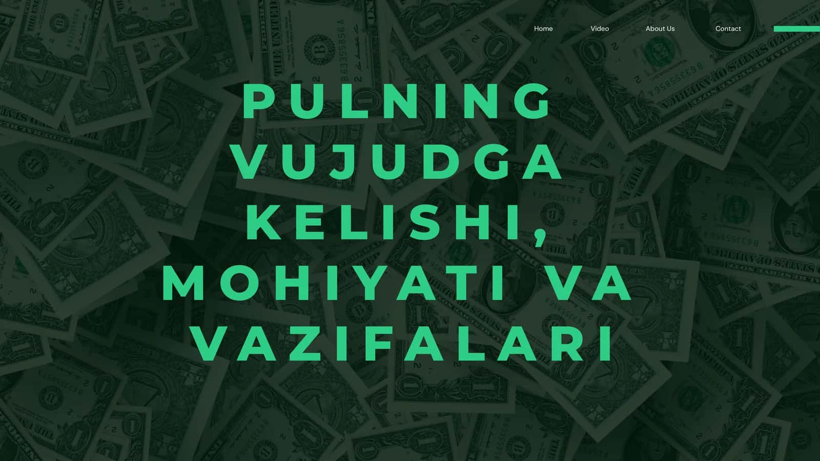 Pulning Vujudga Kelishi, Mohiyati Va Vazifalari