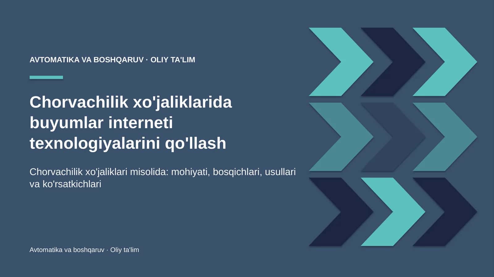 Chorvachilik xo'jaliklarida buyumlar interneti texnologiyalarini qo'llash