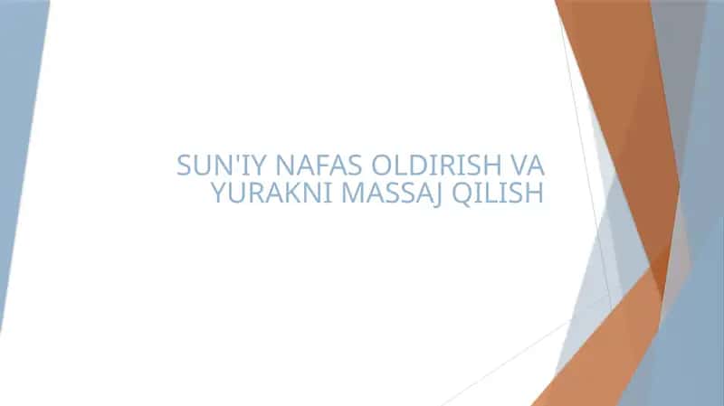 SUN'IY NAFAS OLDIRISH VA YURAKNI MASSAJ QILISH